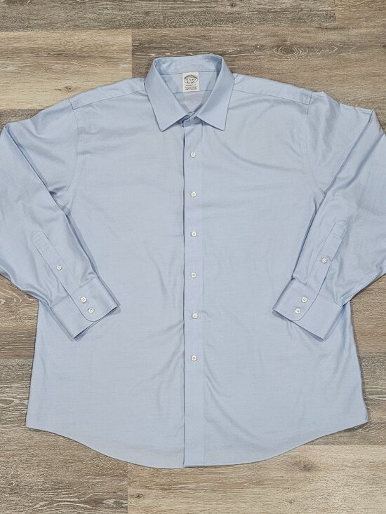 Brooks Brothers Regent Fit Supima Cotton Dress Shirt Blue 17.5 35 - Picture 2 of 6